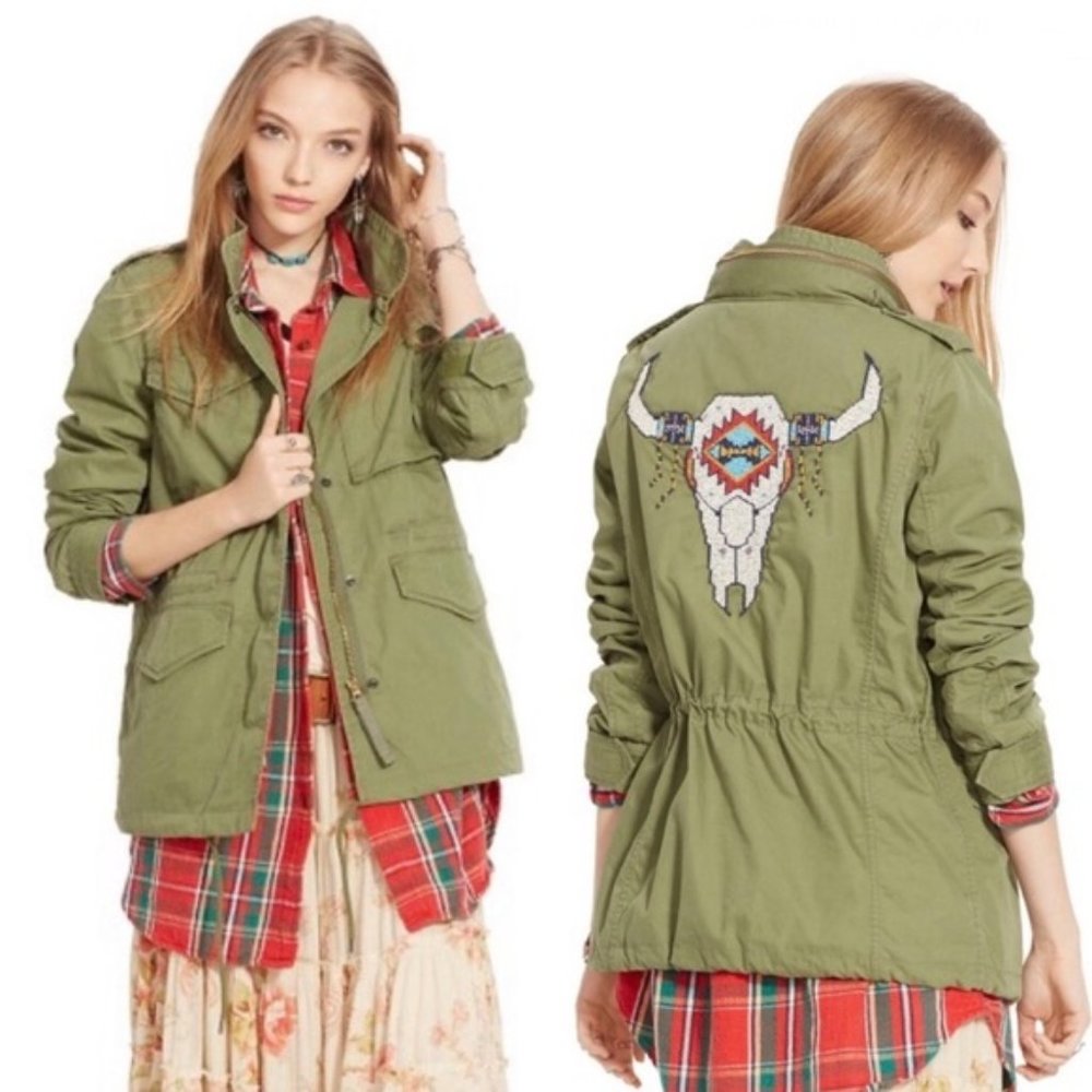 RALPH LAUREN DENIM SUPPLY FIELD JACKET WITH LONGHORD SKULL MEDIUM